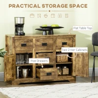 HOMCOM Sideboard Buffet Kitchen Sideboard Cabinet with Five Drawers Two Door Cabinets Adjustable Shelf for Living Room Brown(m-4)
