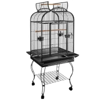 PawHut 63-inch Large Bird Parrot Cage Rolling Cockatiel Finch Macaw Aviary Cage Open Play Top with 2 Perch 3 Stainless Steel Cup Pet Furniture(m-2)