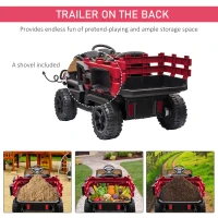 Aosom 12V Kids Ride-on Car Electric Truck Pickup Toy with Parent Remote Control and Trailer, MP3/USB Input for Music, Red(m-6)