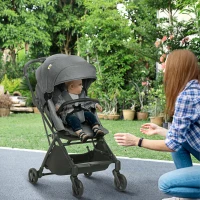 Qaba Lightweight Baby Stroller w/ 360° Reversible Seat, Toddler Travel Stroller w/ One Hand Fold, Grey(m-2)