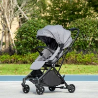 Qaba Lightweight Baby Stroller w/ 360° Reversible Seat, Toddler Travel Stroller w/ One Hand Fold, Grey(m-9)