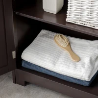 kleankin Modern Bathroom Floor Cabinet, Free Standing Storage Cabinet, Linen Cabinet with Drawer and Adjustable Shelf, Brown(m-9)