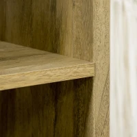 HOMCOM Boho Bookshelf, Storage Cabinet with 3 Open Shelves and Natural Rattan Decor, Bookcase for Living Room, Study, Oak(m-8)