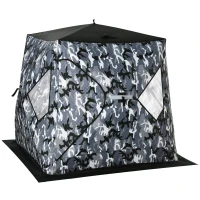Outsunny 2 Person Insulated Ice Fishing Shelter Pop-Up Portable Ice Fishing Tent with Carry Bag and Anchors for Lowest Temps -22℉, Camouflage(m-1)