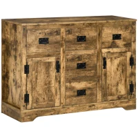 HOMCOM Sideboard Buffet Kitchen Sideboard Cabinet with Five Drawers Two Door Cabinets Adjustable Shelf for Living Room Brown(m-1)