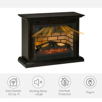 HOMCOM 31" Electric Fireplace with Dimmable Flame Effect and Mantel, Freestanding Space Heater with Log Hearth and Remote Control, 1400W, Brown(m-4)