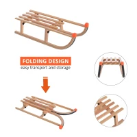 HOMCOM Baby Sleigh Wooden Snow Sled Folding Ski Sliding Outdoor Sport(m-4)