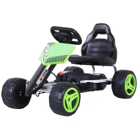 Aosom Kids Go Kart Pedal Powered Racing Style Durable Children Toddlers Ride on Car Outdoor Racer Perfect Toys Gift for 3 years, for Boys and Girls, Green(m-7)