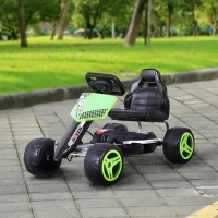Aosom Kids Go Kart, 4 Wheeled Ride On Pedal Car, Racer for 3 years, for Boys and Girls, Outdoor - Green(m-9)