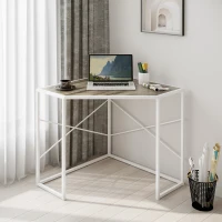 HOMCOM Modern White Corner Computer Desk, Space-Saving Steel Frame Design for Home Office, Study Room(m-7)