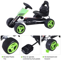 Aosom Kids Go Kart Pedal Powered Racing Style Durable Children Toddlers Ride on Car Outdoor Racer Perfect Toys Gift for 3 years, for Boys and Girls, Green(m-5)