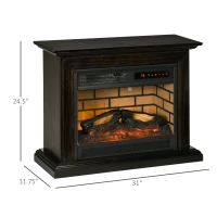 HOMCOM 31" Electric Fireplace with Dimmable Flame Effect and Mantel, Freestanding Space Heater with Log Hearth and Remote Control, 1400W, Brown(m-3)