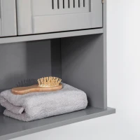 kleankin Modern Bathroom Cabinet, Wall Mounted Medicine Cabinet, Storage Organizer with 2 Door Cabinet and Shelf, Grey(m-7)