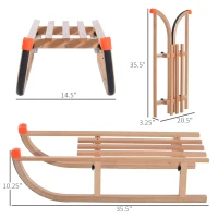 HOMCOM Baby Sleigh Wooden Snow Sled Folding Ski Sliding Outdoor Sport(m-3)