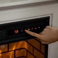 HOMCOM 31" Electric Fireplace with Dimmable Flame Effect and Mantel, Freestanding Space Heater with Log Hearth and Remote Control, 1400W, White(m-8)