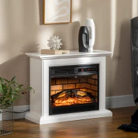 HOMCOM 31" Electric Fireplace with Dimmable Flame Effect and Mantel, Freestanding Space Heater with Log Hearth and Remote Control, 1400W, White(m-2)