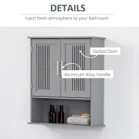 kleankin Modern Bathroom Cabinet, Wall Mounted Medicine Cabinet, Storage Organizer with 2 Door Cabinet and Shelf, Grey(m-6)