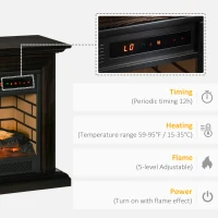 HOMCOM 31" Electric Fireplace with Dimmable Flame Effect and Mantel, Freestanding Space Heater with Log Hearth and Remote Control, 1400W, Brown(m-7)