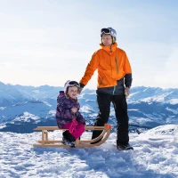 HOMCOM Baby Sleigh Wooden Snow Sled Folding Ski Sliding Outdoor Sport(m-1)