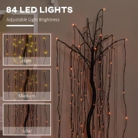 HOMCOM 5 ft Artificial Willow Tree Light with Pre-Lit LED Light for Home Party, Indoor and Covered Outdoor Use(m-5)