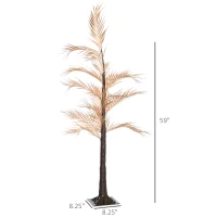 HOMCOM 5 ft Artificial Palm Tree Light with Pre-Lit LED Light for Home Party, Indoor and Covered Outdoor Use(m-3)