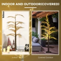 HOMCOM 5 ft Artificial Palm Tree Light with Pre-Lit LED Light for Home Party, Indoor and Covered Outdoor Use(m-8)