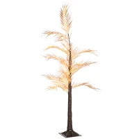 HOMCOM 5 ft Artificial Palm Tree Light with Pre-Lit LED Light for Home Party, Indoor and Covered Outdoor Use(m-2)