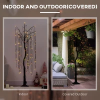 HOMCOM 5 ft Artificial Willow Tree Light with Pre-Lit LED Light for Home Party, Indoor and Covered Outdoor Use(m-9)