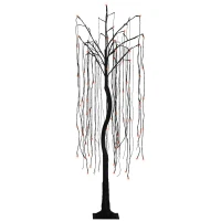 HOMCOM 5 ft Artificial Willow Tree Light with Pre-Lit LED Light for Home Party, Indoor and Covered Outdoor Use(m-2)