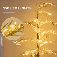 HOMCOM 5 ft Artificial Palm Tree Light with Pre-Lit LED Light for Home Party, Indoor and Covered Outdoor Use(m-5)