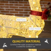 Outsunny Light Up Reindeer Christmas Decoration, Outdoor Lighted Deer Xmas Decor with 100 LED Lights and 4 Ground Stakes for Holiday, Lawn, Garden, Yard, White(m-7)