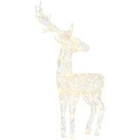 Outsunny Lighted Reindeer Christmas Decoration, Outdoor Light Up Deer Xmas Decor with 80 LED Lights and 4 Ground Stakes, White(m-2)