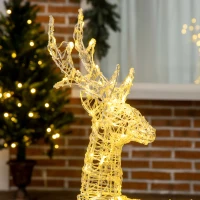 Outsunny Lighted Reindeer Christmas Decoration, Outdoor Light Up Deer Xmas Decor with 80 LED Lights and 4 Ground Stakes, White(m-9)