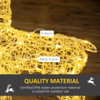 Outsunny Lighted Reindeer Christmas Decoration, Outdoor Light Up Deer Xmas Decor with 80 LED Lights and 4 Ground Stakes, White(m-7)