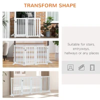 PawHut Foldable Dog Gate with Door, 4 Panels Freestanding Pet Gate with Support Feet Indoor Playpen for Medium Dogs and Below, White(m-5)