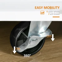 HOMCOM Rolling Kitchen Island Storage Trolley Cart with 3-Tier Spice Rack & Rubber Wood Top for Dining Room(m-6)