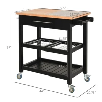 HOMCOM Rolling Mobile Kitchen Island Cart with Granite & Bamboo Countertop, Knife Rack, Integrated Spice Rack & Storage Drawer(m-3)