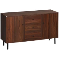 HOMCOM Retro Sideboard with 2 Cabinets 3 Drawers, Buffet Table, Brown(m-9)