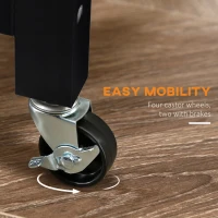 HOMCOM Pine 3-Tier Multifunction Kitchen Rolling Island Cart with Open Storage Shelves, Wine Rack & Stainless Steel Top(m-6)