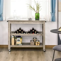 HOMCOM Kitchen Cart, Rolling Kitchen Island Utility Trolley with Stainless Steel Top(m-12)