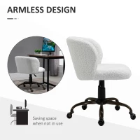 HOMCOM Faux Fur Home Office Chair, Accent Swivel Desk Chair, Makeup Vanity Seat with Adjustable Height, White(m-4)