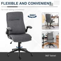 Vinsetto Ergonomic Office Chair Swivel High Back Computer Desk Chair with Adjustable Height Flip-Up Armrest, Comfy Thick Padded Cushions, Wheels, Grey(m-6)