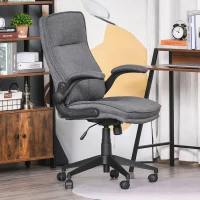 Vinsetto Ergonomic Office Chair Swivel High Back Computer Desk Chair with Adjustable Height Flip-Up Armrest, Comfy Thick Padded Cushions, Wheels, Grey(m-2)