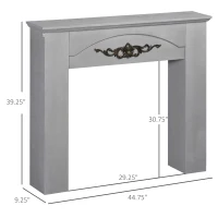HOMCOM Vintage Fireplace Mantel Surround, Wood Mantels for Fireplace with Decorative Pattern, Interior Width 31", Grey(m-3)