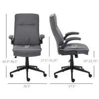 Vinsetto Ergonomic Office Chair Swivel High Back Computer Desk Chair with Adjustable Height Flip-Up Armrest, Comfy Thick Padded Cushions, Wheels, Grey(m-3)