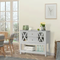 HOMCOM Sideboard Buffet Cabinet, Coffee Bar Cabinet with Storage Drawers and Glass Door for Kitchen, Living Room, Entryway, Gray(m-11)