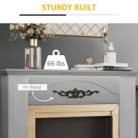 HOMCOM Vintage Fireplace Mantel Surround, Wood Mantels for Fireplace with Decorative Pattern, Interior Width 31", Grey(m-5)