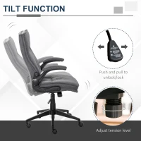 Vinsetto Ergonomic Office Chair Swivel High Back Computer Desk Chair with Adjustable Height Flip-Up Armrest, Comfy Thick Padded Cushions, Wheels, Grey(m-5)