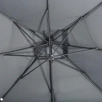 Outsunny 10ft Offset Patio Umbrella with Base, Double Top Hanging Aluminum Cantilever Umbrella with 360-degree Rotation, Easy Tilt, 8 Ribs, Crank, Cross Base, Cover, Strap, Dark Gray(m-8)
