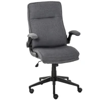 Vinsetto Ergonomic Office Chair Swivel High Back Computer Desk Chair with Adjustable Height Flip-Up Armrest, Comfy Thick Padded Cushions, Wheels, Grey(m-1)